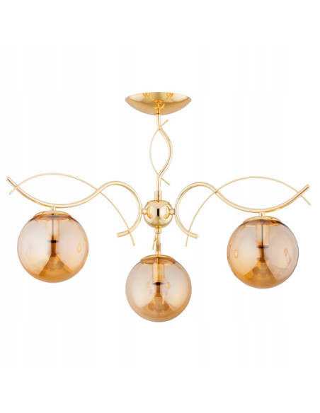 Elegancki żyrandol glamour PANDA ZŁOTY z regulacją oświetlenia i przezroczystymi bańkami do nowoczesnych wnętrz