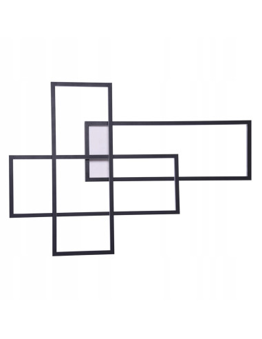 Lampa QUADRATUS LED - nowoczesne oświetlenie ścienne w stylu geometrycznym, 4800 lumenów, czarny aluminium, 70x101 cm.