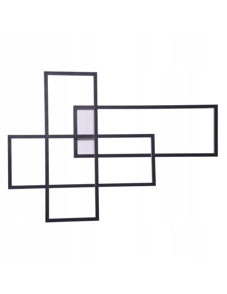 Lampa QUADRATUS LED - nowoczesne oświetlenie ścienne w stylu geometrycznym, 4800 lumenów, czarny aluminium, 70x101 cm.