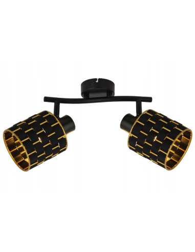 Nowoczesny plafon sufitowy THIAGO w czerni i złocie - elegancki reflektor do stylistyki wnętrz.