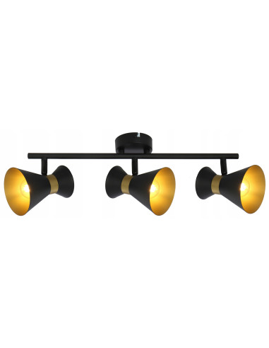 Lampa sufitowa BREDA 3-punktowa z czarnym metalem i złotym akcentem - nowoczesna elegancja do każdego wnętrza