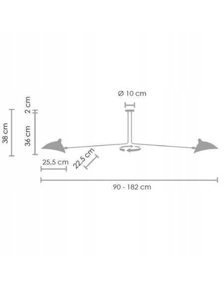 Plafon Crane 3P w stylu loftowym z czarnym i złotym wykończeniem - nowoczesne oświetlenie do dużych wnętrz
