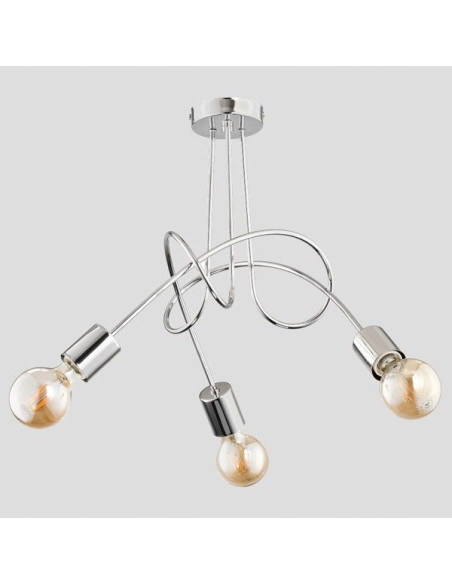 Lampa sufitowa TANGO CHROM – nowoczesny plafon z metalowym stelażem, 3 punkty świetlne E27, idealna do jadalni i kuchni
