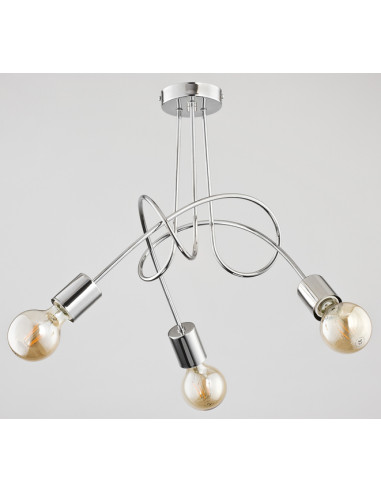 Lampa sufitowa TANGO CHROM – nowoczesny plafon z metalowym stelażem, 3 punkty świetlne E27, idealna do jadalni i kuchni