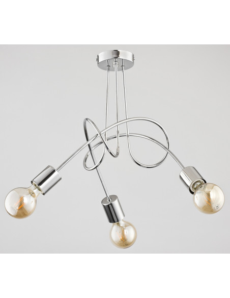 Lampa sufitowa TANGO CHROM – nowoczesny plafon z metalowym stelażem, 3 punkty świetlne E27, idealna do jadalni i kuchni
