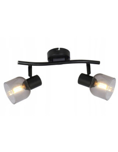 Reflektor sufitowy Judy 2-punktowy czarny z dymionym szkłem – nowoczesna lampa do czytania nad łóżkiem