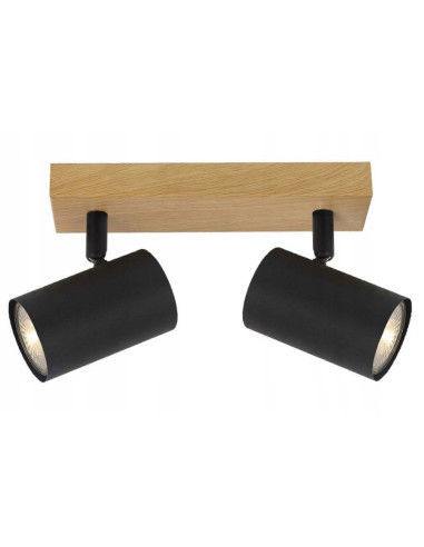 Plafon reflektorowy Quentin w czerni - stylowe oświetlenie do nowoczesnych wnętrz i korytarzy, podwójne źródła światła.