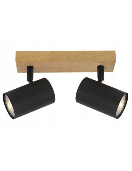 Plafon reflektorowy Quentin w czerni - stylowe oświetlenie do nowoczesnych wnętrz i korytarzy, podwójne źródła światła.