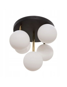 Plafoniera ALI – Nowoczesne oświetlenie sufitowe glamour, 5 punktów świetlnych G9, średnica 28,5 cm, kolor biały/czarny/złoty.