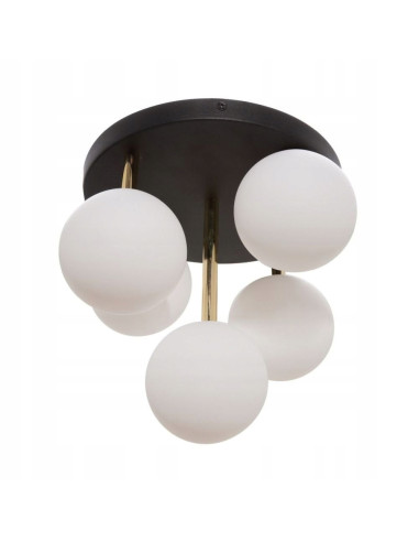 Plafoniera ALI – Nowoczesne oświetlenie sufitowe glamour, 5 punktów świetlnych G9, średnica 28,5 cm, kolor biały/czarny/złoty.