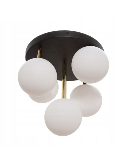 Plafoniera ALI – Nowoczesne oświetlenie sufitowe glamour, 5 punktów świetlnych G9, średnica 28,5 cm, kolor biały/czarny/złoty.