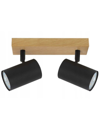 Plafon reflektorowy Quentin w czerni - stylowe oświetlenie do nowoczesnych wnętrz i korytarzy, podwójne źródła światła.