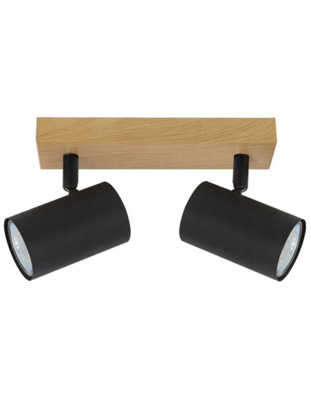 Plafon reflektorowy Quentin w czerni - stylowe oświetlenie do nowoczesnych wnętrz i korytarzy, podwójne źródła światła.