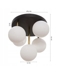 Plafoniera ALI – Nowoczesne oświetlenie sufitowe glamour, 5 punktów świetlnych G9, średnica 28,5 cm, kolor biały/czarny/złoty. 2