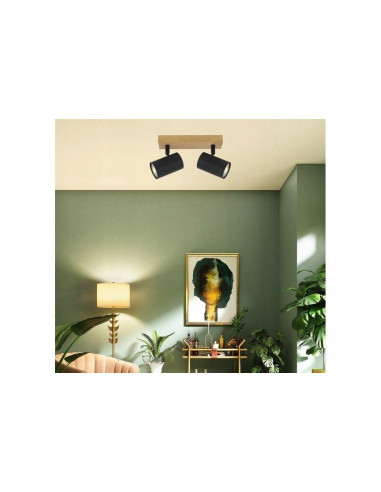 Plafon reflektorowy Quentin w czerni - stylowe oświetlenie do nowoczesnych wnętrz i korytarzy, podwójne źródła światła.