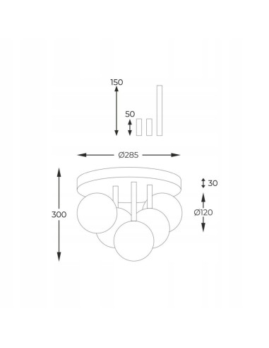 Plafoniera ALI – Nowoczesne oświetlenie sufitowe glamour, 5 punktów świetlnych G9, średnica 28,5 cm, kolor biały/czarny/złoty.