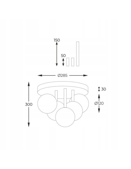 Plafoniera ALI – Nowoczesne oświetlenie sufitowe glamour, 5 punktów świetlnych G9, średnica 28,5 cm, kolor biały/czarny/złoty.