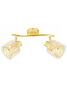 Lampa kinkiet podwójny Elmo w złocie z kryształami – eleganckie oświetlenie do biura i garderoby