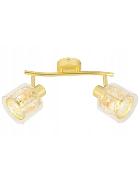 Lampa kinkiet podwójny Elmo w złocie z kryształami – eleganckie oświetlenie do biura i garderoby