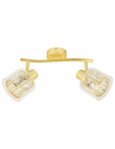 Lampa kinkiet podwójny Elmo w złocie z kryształami – eleganckie oświetlenie do biura i garderoby 2