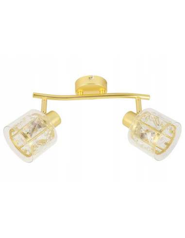 Lampa kinkiet podwójny Elmo w złocie z kryształami – eleganckie oświetlenie do biura i garderoby