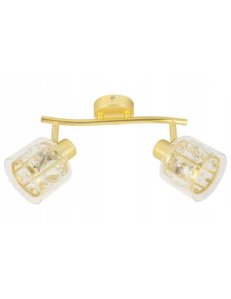 Lampa kinkiet podwójny Elmo w złocie z kryształami – eleganckie oświetlenie do biura i garderoby