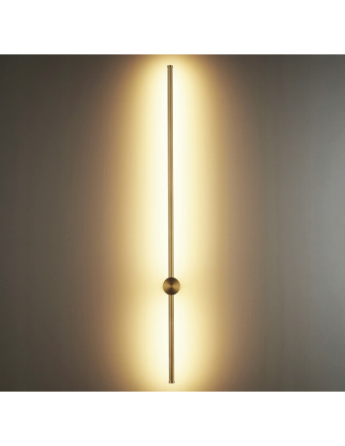 Kinkiet SPARO LED w złocie - nowoczesne oświetlenie ścienne do sypialni i korytarza, żarówki w zestawie.