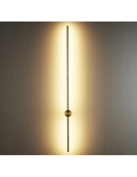 Kinkiet SPARO LED w złocie - nowoczesne oświetlenie ścienne do sypialni i korytarza, żarówki w zestawie.