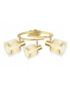 Złoty plafon Elmo z kryształami – luksusowa lampa sufitowa do salonu i garderoby w nowoczesnym stylu.