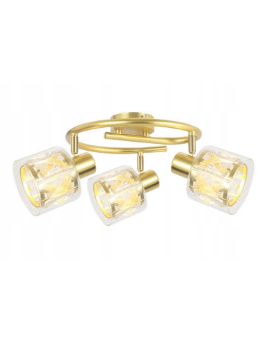 Złoty plafon Elmo z kryształami – luksusowa lampa sufitowa do salonu i garderoby w nowoczesnym stylu.