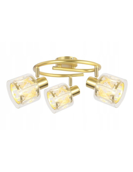 Złoty plafon Elmo z kryształami – luksusowa lampa sufitowa do salonu i garderoby w nowoczesnym stylu.