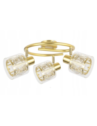 Złoty plafon Elmo z kryształami – luksusowa lampa sufitowa do salonu i garderoby w nowoczesnym stylu.