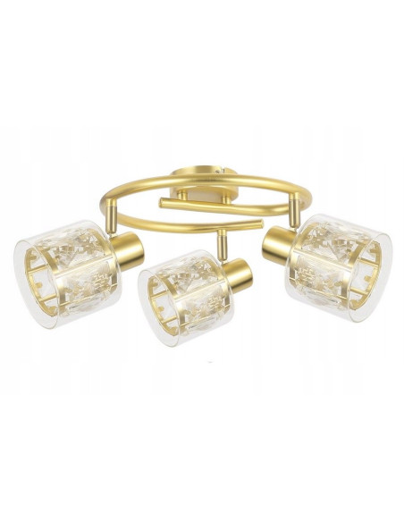 Złoty plafon Elmo z kryształami – luksusowa lampa sufitowa do salonu i garderoby w nowoczesnym stylu.