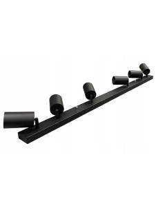 Belka sufitowa QUALIS VI GU10 - Czarna lampa LED z regulowanymi reflektorami do oświetlenia wnętrz i witryn sklepowych