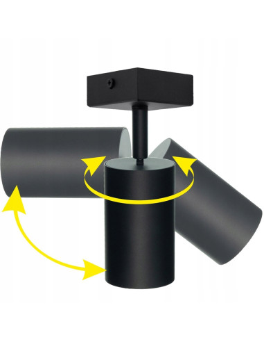 Belka sufitowa QUALIS VI GU10 - Czarna lampa LED z regulowanymi reflektorami do oświetlenia wnętrz i witryn sklepowych