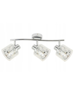 Plafon kryształowy Elmo z 3 kloszami w chromie, prostokątny - elegancja do salonu i biura, regulowane oświetlenie. 2