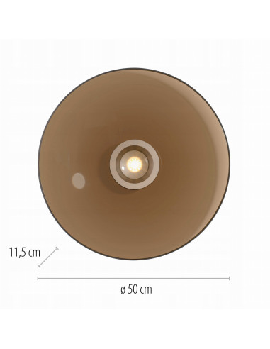 Lampa sufitowa Pure Moon z brązowym szkłem, LED 50 cm, elegancka i nowoczesna dekoracja wnętrz