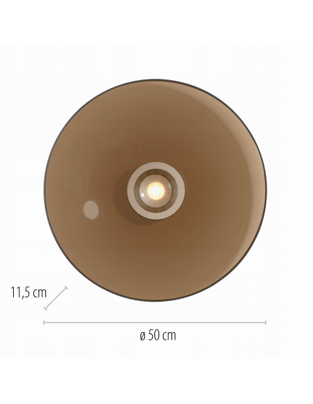 Lampa sufitowa Pure Moon z brązowym szkłem, LED 50 cm, elegancka i nowoczesna dekoracja wnętrz