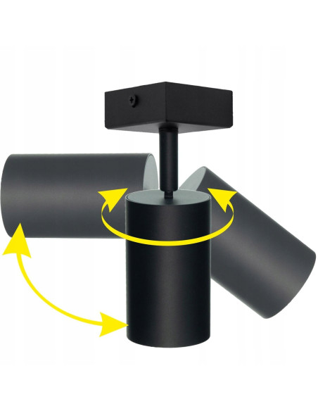 Belka sufitowa QUALIS VI GU10 - Czarna lampa LED z regulowanymi reflektorami do oświetlenia wnętrz i witryn sklepowych