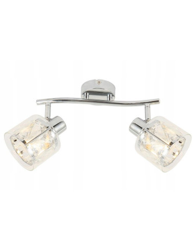 Kinkiet kryształowy Elmo 2-punktowy w stylu glamour, chromowany do salonu, sypialni i łazienki