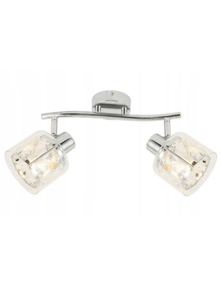 Kinkiet kryształowy Elmo 2-punktowy w stylu glamour, chromowany do salonu, sypialni i łazienki