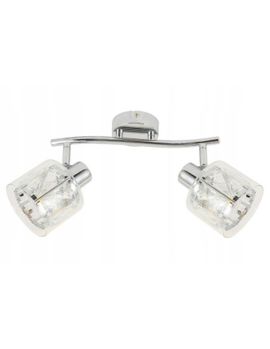 Kinkiet kryształowy Elmo 2-punktowy w stylu glamour, chromowany do salonu, sypialni i łazienki