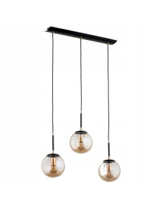 Lampa wisząca SEBIA w nowoczesnym stylu z czarnym stelażem i złotymi akcentami, 3-punkty świetlne do kuchni i jadalni