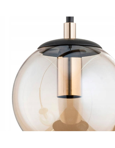 Lampa wisząca SEBIA w nowoczesnym stylu z czarnym stelażem i złotymi akcentami, 3-punkty świetlne do kuchni i jadalni