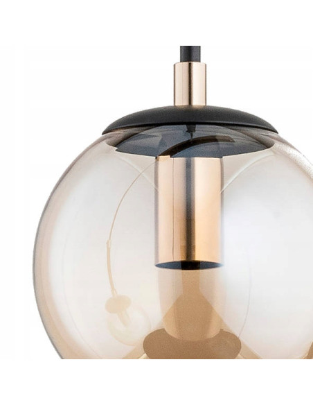 Lampa wisząca SEBIA w nowoczesnym stylu z czarnym stelażem i złotymi akcentami, 3-punkty świetlne do kuchni i jadalni