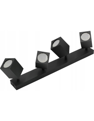 Elegancki reflektor sufitowy QUANTUS IV czarny, regulowany, 4 punkty świetlne, do biur i nowoczesnych wnętrz