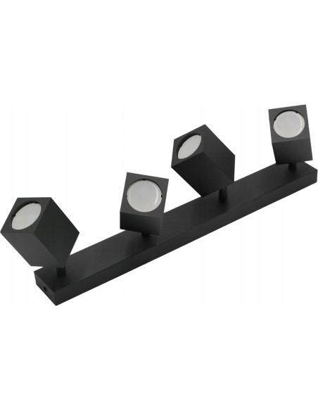 Elegancki reflektor sufitowy QUANTUS IV czarny, regulowany, 4 punkty świetlne, do biur i nowoczesnych wnętrz
