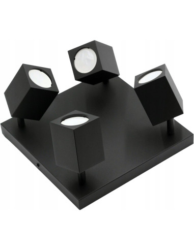 Nowoczesny kinkiet sufitowy QUANTUS IV z 4 obrotowymi reflektorami w czarnym kolorze do kuchni i wnętrz industrialnych