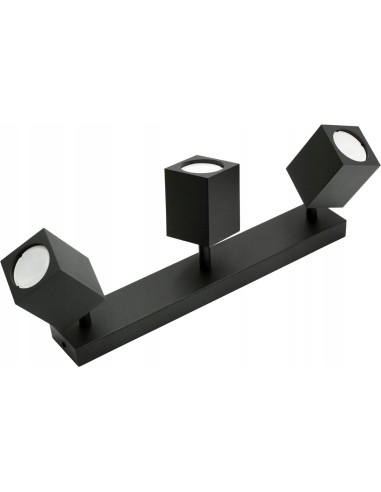 Lampa Reflektorowa QUANTUS III GU10 w Stylu Industrialnym, Metalowa, Czarna - Nowoczesne Oświetlenie do Wnętrz