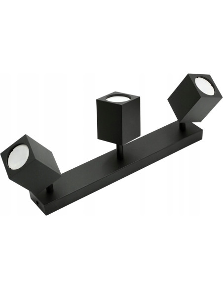 Lampa Reflektorowa QUANTUS III GU10 w Stylu Industrialnym, Metalowa, Czarna - Nowoczesne Oświetlenie do Wnętrz